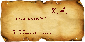 Kipke Anikó névjegykártya